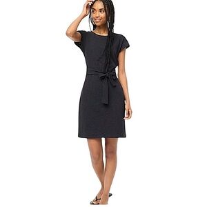 NEW J Crew‎ Factory Short-sleeve tie-waist T-shirt dress black knit size XS